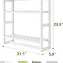 Galood Over The Toilet Storage Bathroom Shelves Wall Mounted 3 Tier Space Saver Corner Shelf Organizer Bamboo Towel Rack Toilet Paper Cabinet with Hanging Rod White, Large