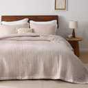 Bedsure Pink Quilts King Size - King Quilt Bedding Set Bedspread Coverlet, Lightweight Corduroy Pattern Bedspread, 3-Piece Set with 106"x96" Coverlet & 2 Pillow Shams, All-Season Soft Microfiber