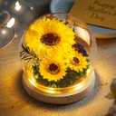 Mothers Day Sunflower Gifts for Mom Birthday Gift for Women, LED Glass Dome Preserved Eternal Flower Home Decor, for Mom Grandma Wife