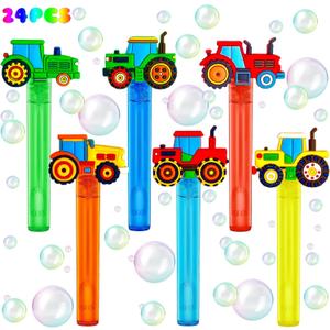 uoyoi Tractor Party Favors,24Pcs Farm Tractor Bubble Wands for Kids, Cute Bubble Wand for Birthday Party Supplies Classroom Prizes Pinata Goodie Bag Stuffers Gift