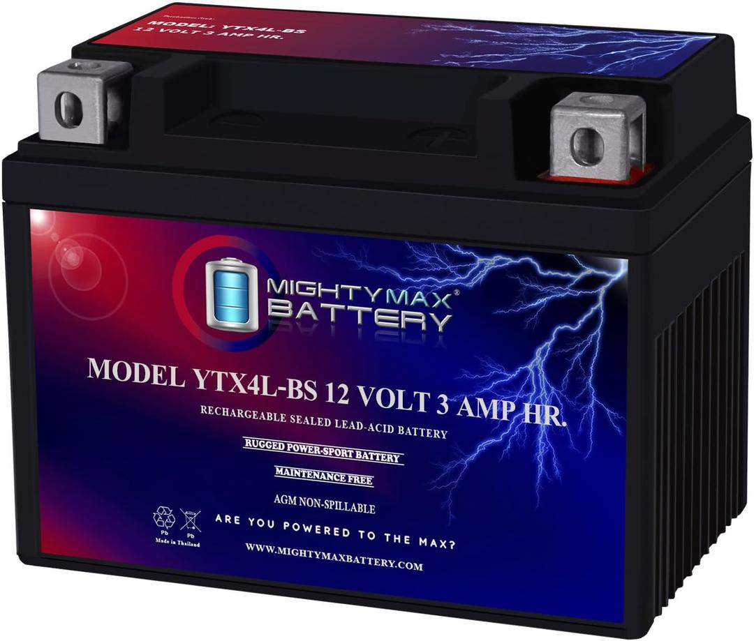 Mighty Max Battery YTX4L-BS SLA Battery for ATV Quad Dirt/Pit Bike 50/70/110/125 CC Brand Product