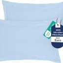 Royale Linens Pillow Shams 2 Pack Euro Size 26x26 Inch - Brushed 1800 Microfiber - Bed Pillow Shams, Wrinkle Resistant Super Soft and Cozy - Back Overlap Closure - Oxford Pillowcase (Euro, Lake Blue)