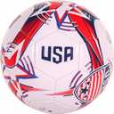 CLASICO USA Soccer Ball Size 5 Match Ball with Clean White Base and Red & Blue USA Colours, Includes Pump & Needle, for Ages 14 and Up