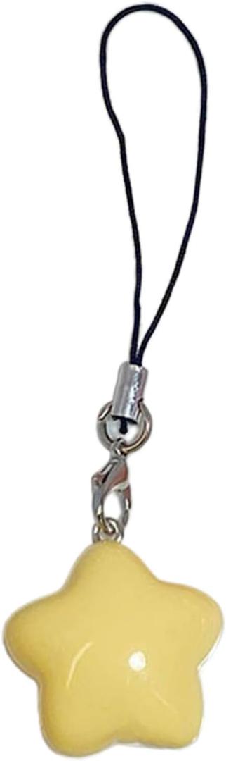 Fat Star Phone Chacin Phone Charm Lanyard Strap Bag Hanging Pendant Decorations Ornament Fashion Jewelry Accessory, 7x2.5cm, Yellow