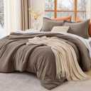 MUXHOMO Queen Comforter Set, All Season Ultra Soft Down Alternative Bedding - 3 Piece Lightweight Bed Set Includes 1 Comforter (90"x90") and 2 Pillow Shams (20"x26"), Brown