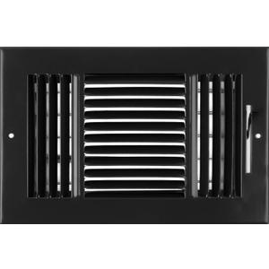HVAC Premium 10"w X 8"h 3-Way AIR Supply Grille - Vent Cover & Diffuser - Flat Stamped Face - Black [Outer Dimensions: 11.75"w X 9.75"h]