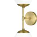 KoKo&Yukina Mid Century Modern Bathroom Lights Gold Vanity Light Fixtures Globe Sconce 2-Light Bathroom Gold Vanity Light Mid Century Glass Globe Wall Lights, 1 Pack