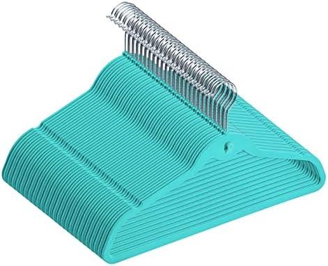 Juvale Velvet Cascading Clothes Hangers with Hooks - Teal Velvet Hangers 50 Pack for Kids, Teens, Adults’ Shirts, Coats, Pants, Suits & Dresses (17.5 Inches)
