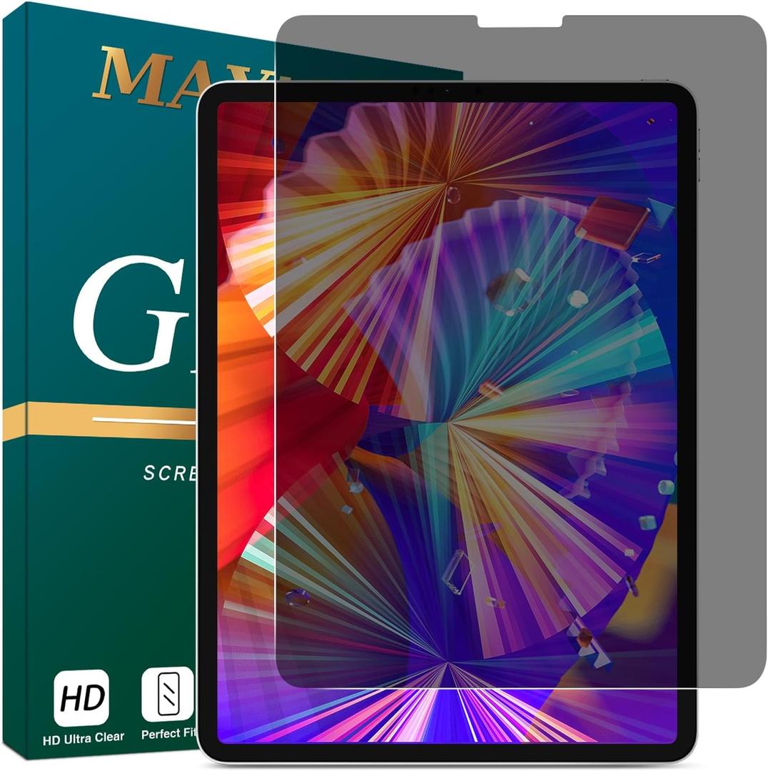 MAYtobe [1-Pack] Privacy Screen Protector Designed for iPad Pro 12.9 Inch (6th/5th/4th/3rd Generation) Tempered Glass, No Bubbles, Anti Scratch, Easy to Install