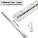 2 Pack Piano Hinge 30 Inch x 1.2 Inch Heavy Duty Continuous Hinge with Holes for Cabinets Boat Marine Door, 304 Stainless Steel Piano Hinge 0.04" Leaf Thickness 1.2'' Open Width