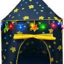 LotFancy Play Tent for Boys, with Star Lights and Storage Carrying Bag, Pop Up Play Tent House for Kids Toddlers, Indoor and Outdoor Use, Foldable, Portable, Blue