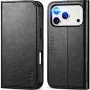 TUCCH Case Wallet for iPhone 17 Pro (6.3") 2025, RFID Blocking, 3 Card Holders, Kickstand, PU Leather, Protective Flip Folio Cover, TPU Shockproof Interior Shell, Textured Black