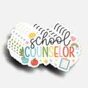 2 x (5Pcs) School Counselor Sticker 3 Inch, Colorful Appreciation Gift Vinyl Waterproof Stickers On Teacher's Day for Laptop, Book, Water Bottles, Car, Phone
