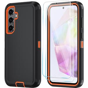 ONOLA Compatible with Samsung Galaxy S26 Case with HD Screen Protector, Heavy Duty Shockproof & Dropproof 3-Layer Cover Phone Case for Galaxy S26 6.3''BlackOrange