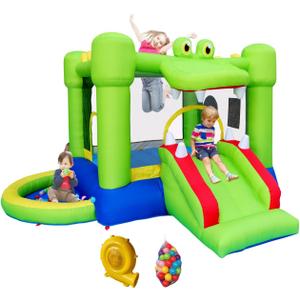 Inflatable Bounce House with Slide, Jumping Castle with Blower and Ball Pit House, Two Dart Target Game