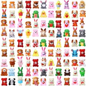 Zhanmai 100 Pcs Mini Woodland Animals Plush Toys Bulk Small Keychain Stuffed Animals for Baby Shower Party Favors Easter Egg Fillers Valentines Birthday Gifts Classroom Prizes Kids Bag Accessories