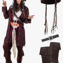 fun shack Pirate Smuggler Costume for Men - Deluxe Outfit with Hat, Wig, Belt & Boot Covers M 