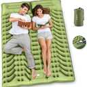 Camping Sleeping Pad,Double Sleeping Pad for Camping-Self Inflating 4" Extra-Thick for 2 Person with Pillow Built-in Foot Pump Inflatable Sleeping Mat for Backpacking,Hiking,Traveling,Tent (Green)