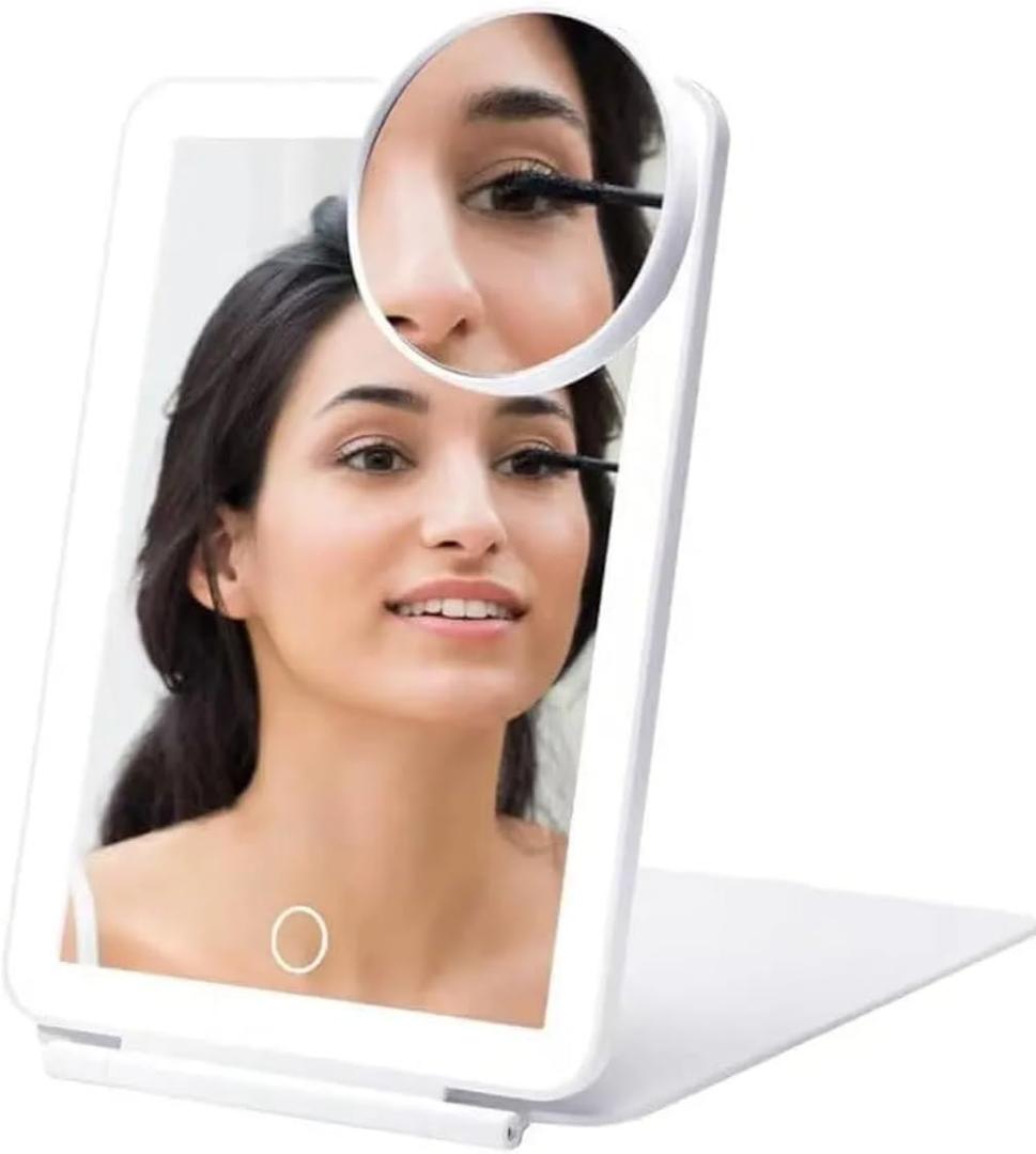 Desktop Folding Makeup Mirror LED Mirror with 10 Times Magnification