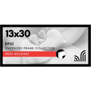 Americanflat 13x30 Picture Frame with Polished Plexiglass - Black Picture Frame - Wide Photo Frames Made of Engineered Wood for Vertical or Horizontal Wall Display - Epic Collection - Black