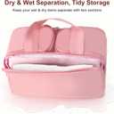 Travel Toiletry Bag Duffel - Water Resistant, Wide-open Large Lightweight Makeup Bag for Women with Handle & Wet Pocket, Puffy Organizer for Toiletries