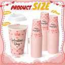 Tioncy 60 Pcs 12oz Galentine's Day Coffee Paper Cups with Lids Hot Cocoa Cups Galentine's Day Paper Beverage Tumbler Hot Chocolate Cocoa Container for Women Valentines Friends Female Sister (Pink)