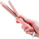 Mini Curling Iron Wand for Short Hair, Ukliss Travel Friendly Dual Voltage Mini Hair Curler, Ceramic Curling Wand for Versatile Styling, Portable and 60 Mins Auto-Off, 5 Heat Settings, Pink 3/4 inch