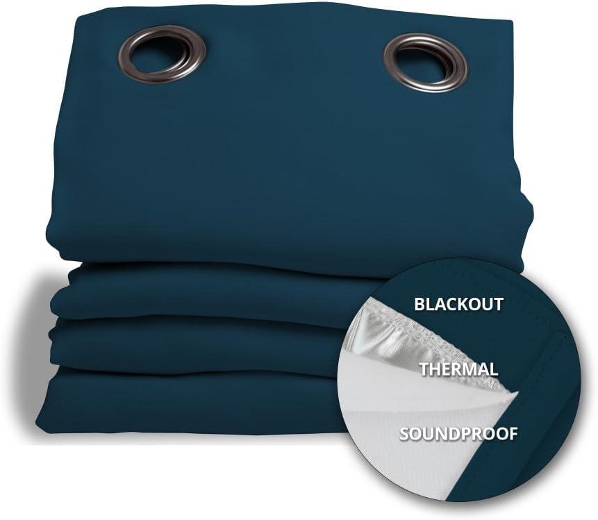 Moondream DecibelControl 3-in-1 Soundproof Curtain | Noise Reduction | Thermal Insulation | 100% Blackout | Patented Technology | Made in Europe | Grommet | 55" W x 84" L | Blue - Air Force MC56