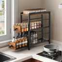 YATINEY Spice Rack, 3-Tier Pull Out Spice Rack Organizer for Countertop, Narrow Kitchen Countertop Storage Shelf with 2 Drawers, for Kitchen, Cafe, Rustic Brown and Black SR02BR