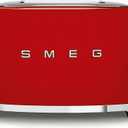 SMEG 2 Slice Toaster with 6 Presets and Defrost Function and Removable Crumb Tray TSF01RDUS, RED
