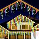 131ft Christmas Lights Outdoor, 1680 LED Waterproof 8 Modes String Light with App and Remote Control for Outside House Roof Decorations Indoor Decor-Multicolor