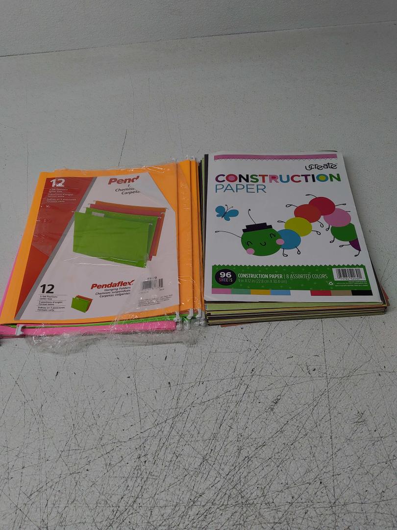 Pendaflex Glow Hanging File Folders, Letter Size, Assorted, Case Pack of 12 (81670) with CONSTRUCTION PAPER