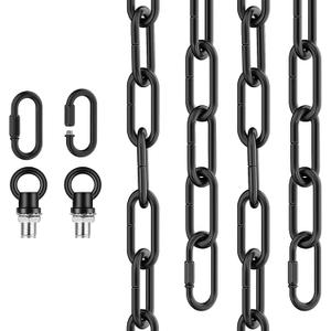 garini 12 Feet Industrial Black Light Fixture Chain, Adjustable Metal Pendant Chandelier Chain Extension with Detachable Link, Maximum Load is 66 Pounds