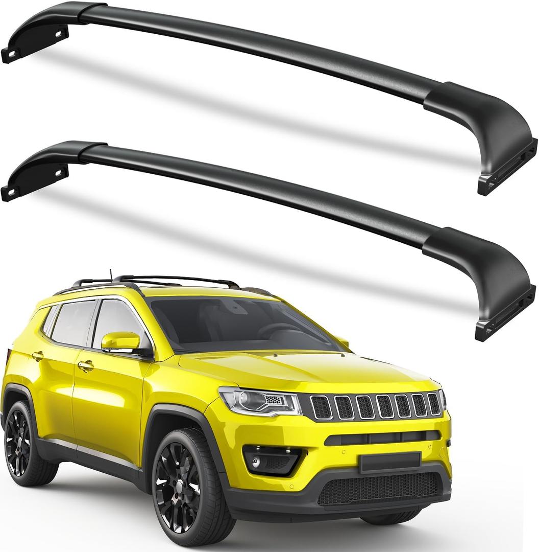 Wonderdriver Roof Rack Cross Bars 220lbs Compatible with Jeep Compass 2018-2025, Heavy Duty All-Metal Aluminum Roof Rails Crossbars Cargo Canoe Black Rooftop Cargo Carrier Luggage