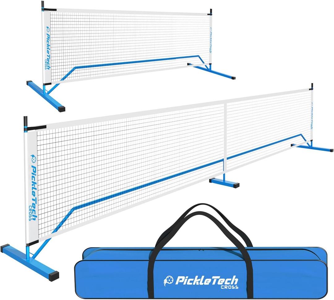 PICKLETECH 4.0 Slim Version Portable Pickleball Nets Outdoor Game 22 FT Pickleball Net-USAPA Regulation Size-Pickle Ball Net System with Carrying Bag for Driveway, 2in 1