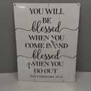 Religious Decor Sign, You will Be Blessed When You Come In Sign, Rustic Wooden Hanging Plaque Sign, Christian Decor, Farmhouse Decor for Front Door, Door Hanger, Bible Verse Deuteronomy 28:6 Sign