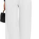 FUNYYZO Wide Leg Pants Women's High Elastic Waisted in The Back Business Work Trousers Long Straight Suit Pants, M