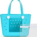 Beach Bags for Women, Beach Tote Waterproof Sandproof with Holes and Window, XL Rubber Tote Bag With Zipper Pocket