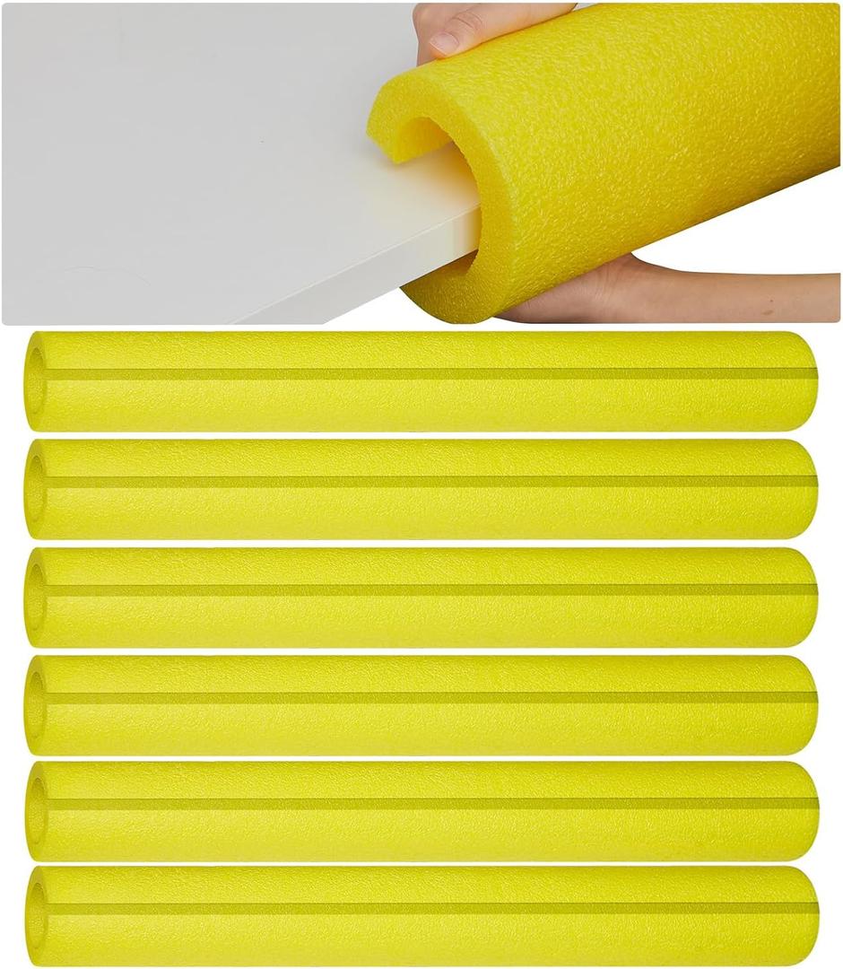 Hanaive 6 Pcs Yellow Pool Noodles, Large Floating Swimming Noodles for Pool, 40 x 2.4 x 1 Inch Foam Tubes, Pre Slit Jumbo Swim Floats for Summer Water Play, Craft Projects, Padding and Bumper