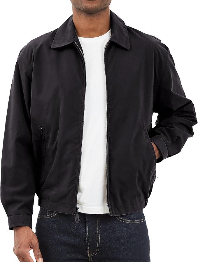 TALL MEN'S AUBURN LIGHT WEIGHT ZIP FRONT GOLF JACKET, Black