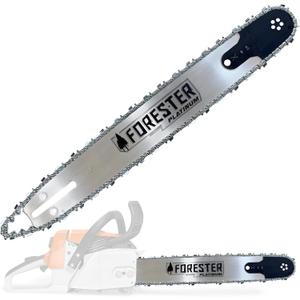 FORESTER 24 Platinum Replacement Chainsaw Guide Bar & Chain Combo- 24in Length, 3/8 Pitch, .050 Gauge, D009 Mount, 84 Drive Link  Replacement Chain Saw Parts Kit For OEM Husqvarna, Makita, Dolmar