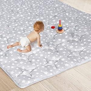 Baby Playpen Mat, Extra Large Thick Playmat, Non Slip Cushioned Baby Play Mat for Playing 79x63 Inches, One-Piece Baby Floor Mat for Infants, Babies, Toddlers