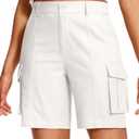 ISEEGZ Linen Shorts for Women 5"/ 7", Size 14 (White)