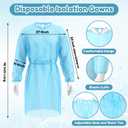 Xuhal 150 Pack Disposable Isolation Gowns PPE Gowns Disposable Bulk Fully Closed Double Tie Back Elastic Cuffs for Home Isolation, Labs, Dental, Beauty Agencies, Tattoo Practices, Unisex (Blue)