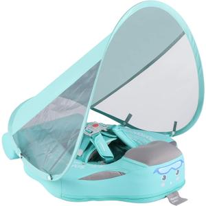 GENTEACO Mambobaby Baby Swim Float with Canopy Non-Inflatable Infant Pool Float with Tail 3-24 Months Avoid Flip Solid Skin-Friendly Material for Toddler Boys Girls