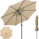Beanss Outdoor Patio Umbrella, Table Umbrella with Push Button Tilt and Crank, 8 Ribs Market Umbrella (9FT, Beige-Steel Ribs)
