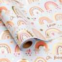 2 x Burymento Rainbow Wrapping Paper, Boho Gold Foil Themed Gift Wrap for Birthday, Valentines, Mothers day, Graduation, Wedding, Fathers day, Baby Shower, Christmas (17 IN x 32.8 FT)