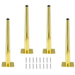 Seimneire 3pcs 12 Inch Furniture Legs, Straight Conical Metal Legs Luxury Gold Mid-Century Style Furniture Feet for Sofa Cabinet Table Chair Cupboard Couch Ottoman Home DIY Projects