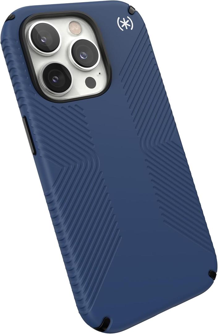 Speck iPhone 14 Pro Case - Drop Protection, Scratch Resistant, Dual Layer Slim Phone Case for 6.1 Inch iPhones 14 Pro Max - Built for MagSafe - Anti-Fade Case - Presidio2 Grip-Coastal Blue/Black/White