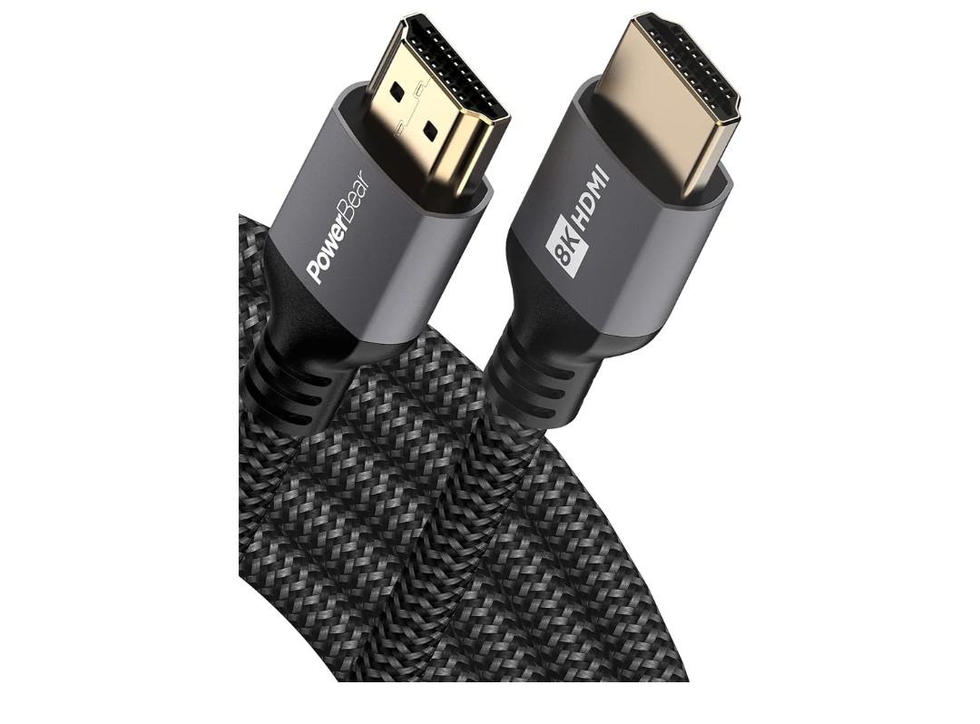 PowerBear 10K 8K HDMI 2.1 Cable 15 ft | 48Gbps High Speed 4K@120Hz Braided Cord 144Hz 8K@60Hz, eARC, Dynamic HDR 10,for Laptop, Monitor, PS5, PS4, Xbox One, Fire TV, Apple TV
